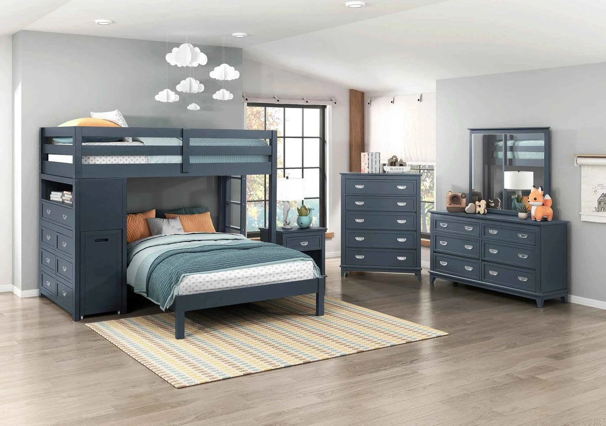 Sloane Loft Bunk Bed - Chest With 7 Drawers & Hidden Pull Out Desk