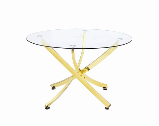Beckham Round Dining Table Brass and Clear image