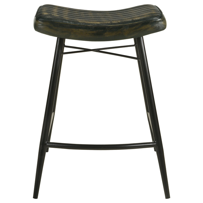 Bayu Leather Upholstered Saddle Seat Backless Counter Height Stool (Set of 2) - VIP FURNITURE (NJ)