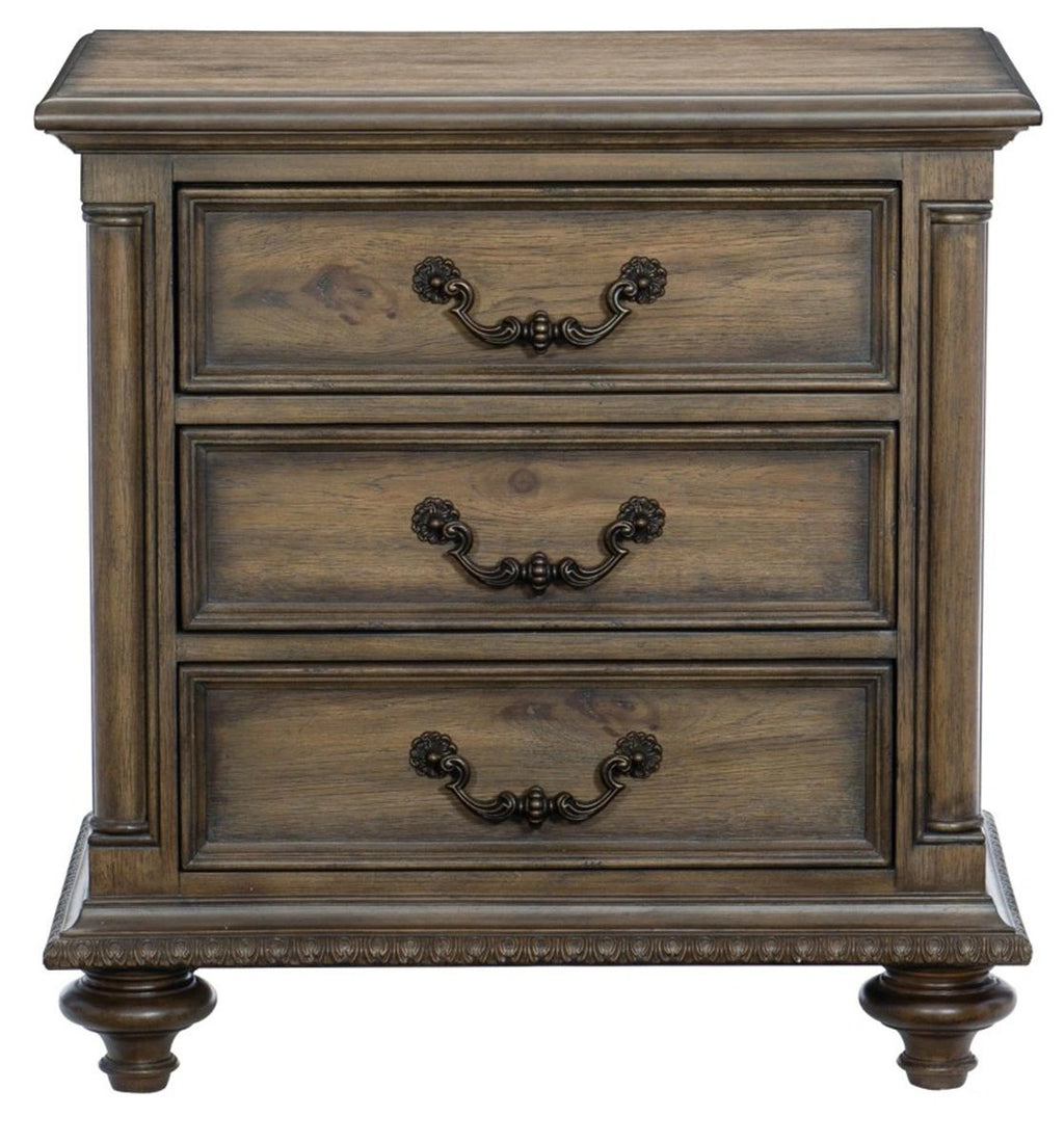 Rachelle 3 Drawer Nightstand in Weathered Pecan 1693-4