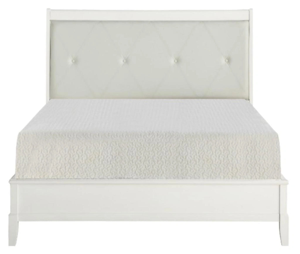 Cotterill King Upholstered Sleigh Bed in Antique White 1730KWW-1EK*