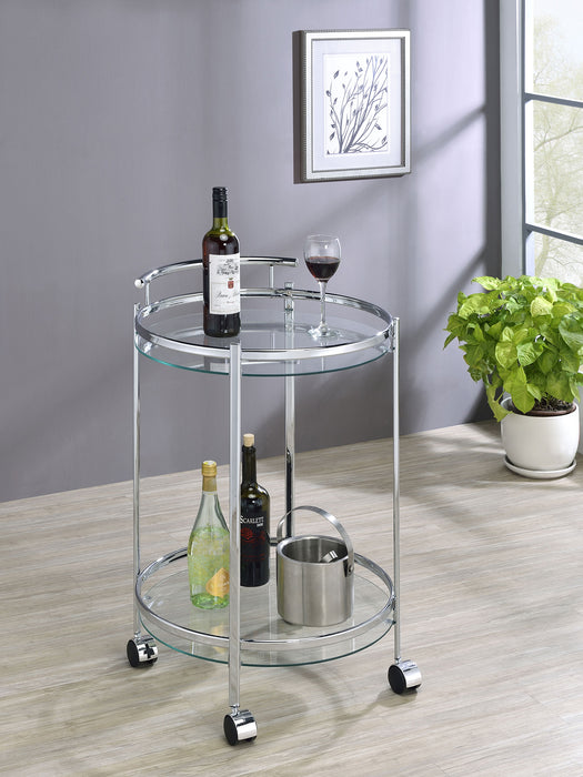 Chrissy 2-tier Round Glass Bar Cart - VIP FURNITURE (NJ)