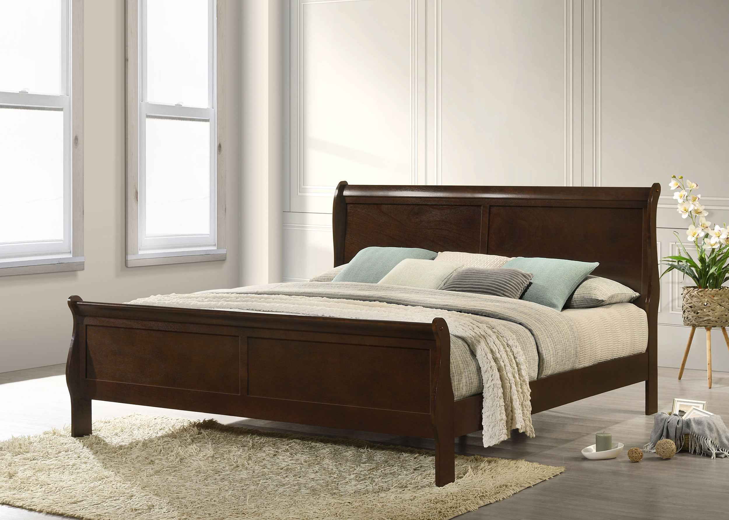 Louis Philippe Sleigh Panel Bed