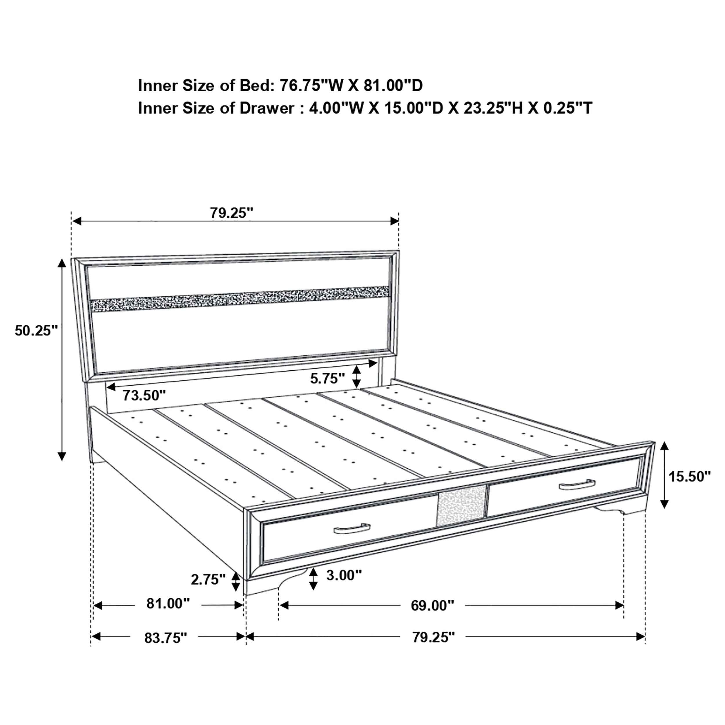 Miranda Panel Platform Storage Bed