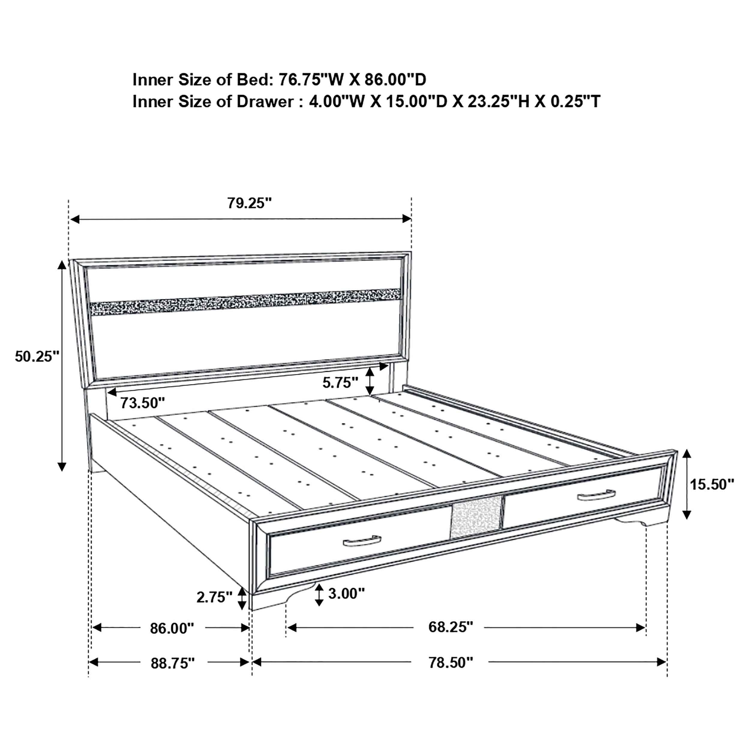 Miranda Panel Platform Storage Bed