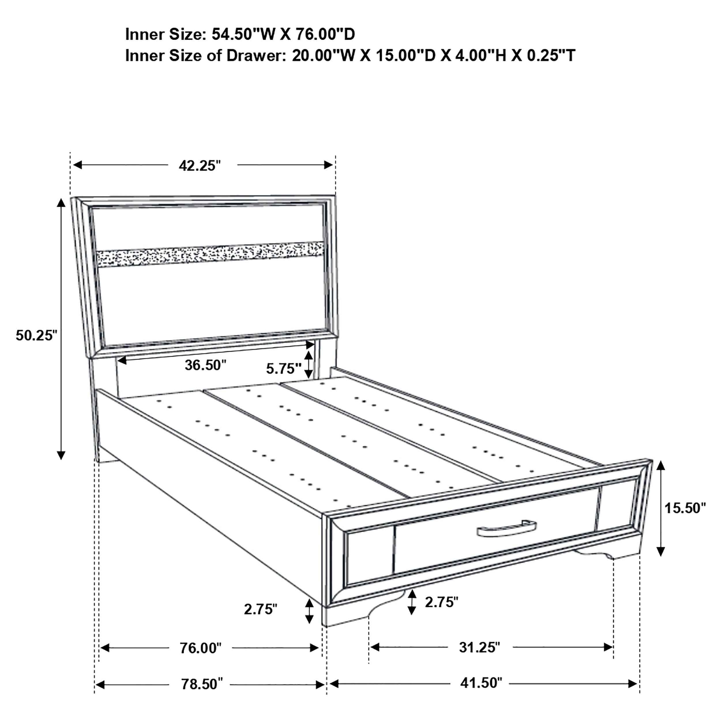 Miranda Panel Platform Storage Bed