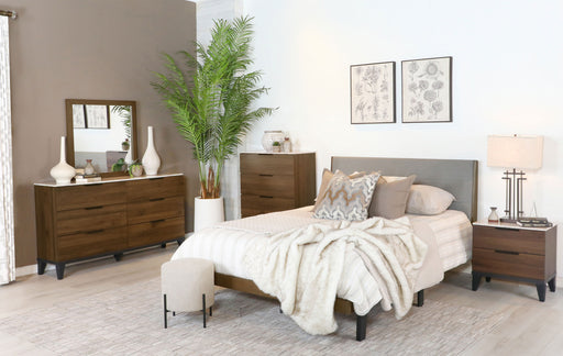 Mays Upholstered Bedroom Set Walnut Brown and Grey - VIP FURNITURE (NJ)