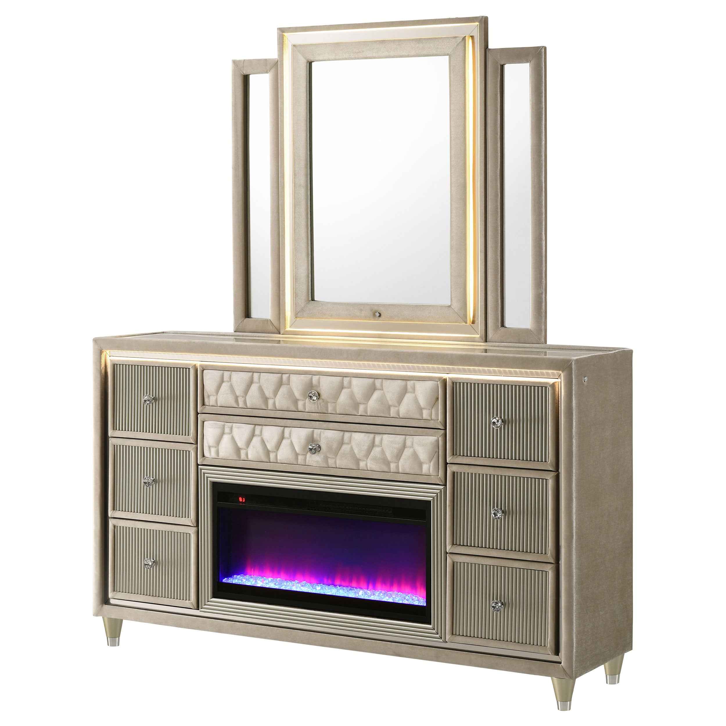 Lorient LED Dresser with LED Mirror and Flame Visualizer