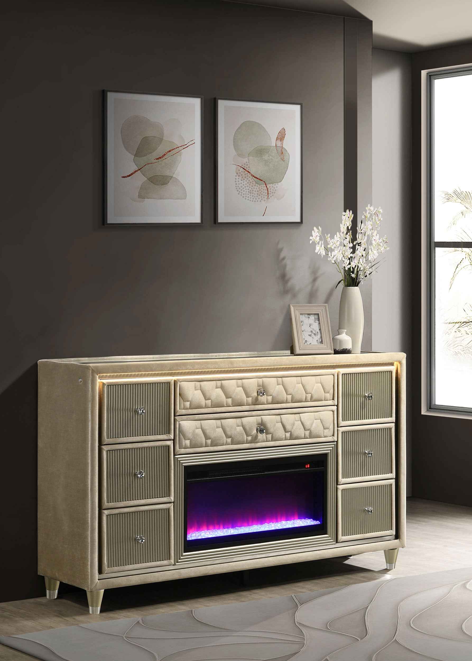 Lorient LED Dresser with Flame Visualizer