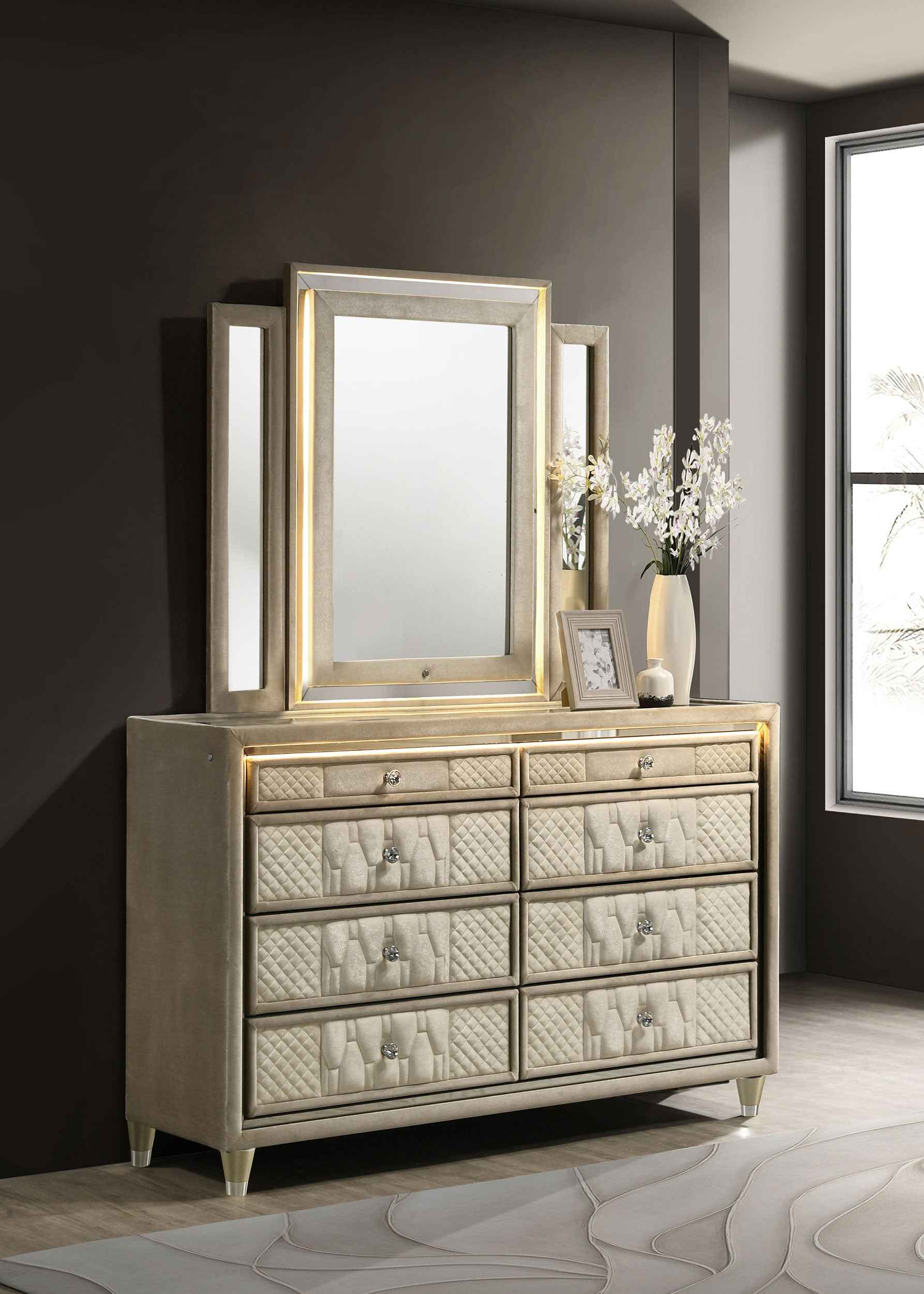 Lorient LED Dresser with LED Mirror