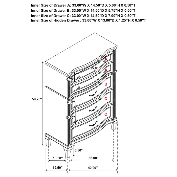 Evangeline 5 Pc Bedroom Set - VIP FURNITURE (NJ)