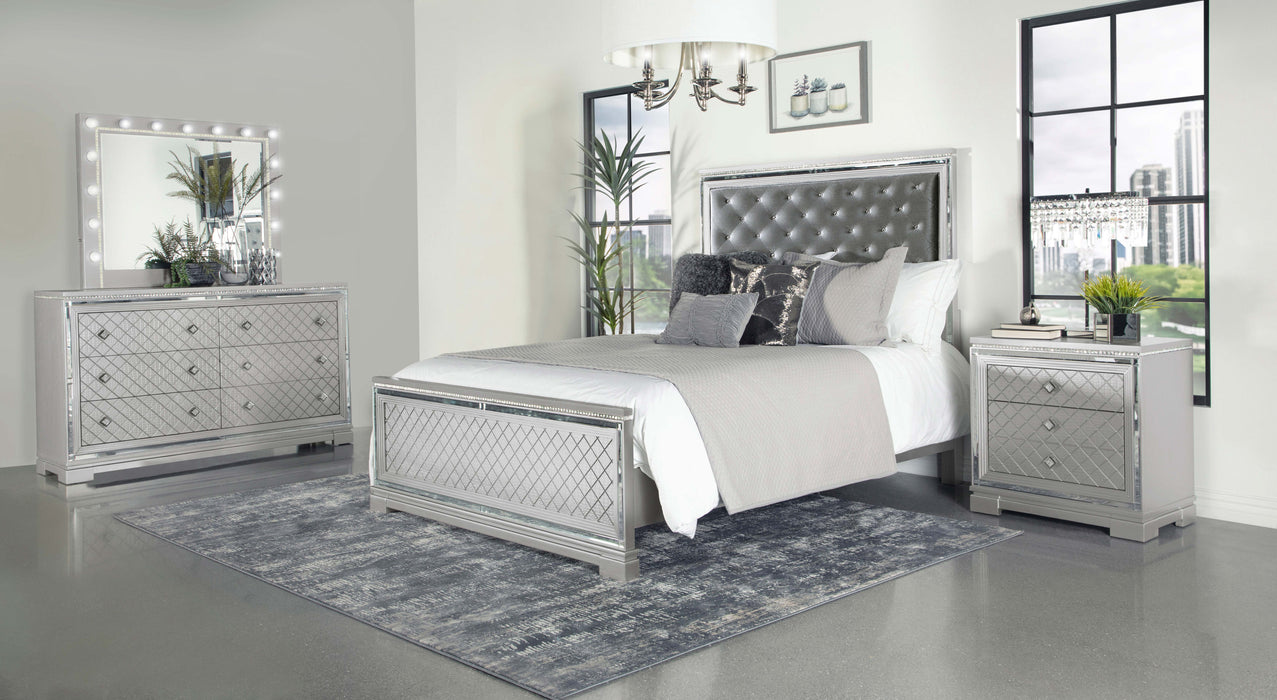 Eleanor Upholstered Tufted Bedroom Set Metallic - VIP FURNITURE (NJ)