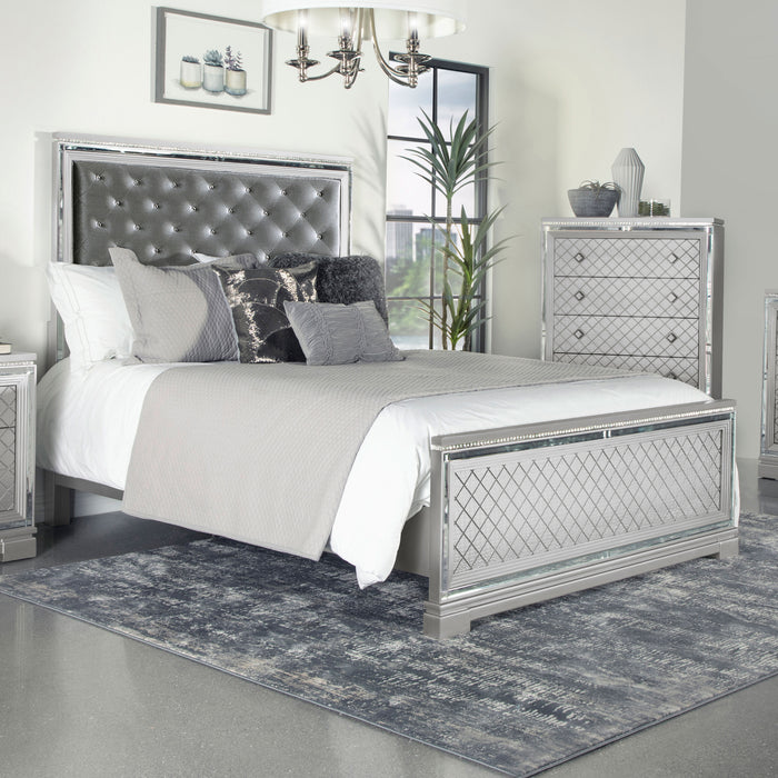Eleanor Upholstered Tufted Bed Metallic - VIP FURNITURE (NJ)
