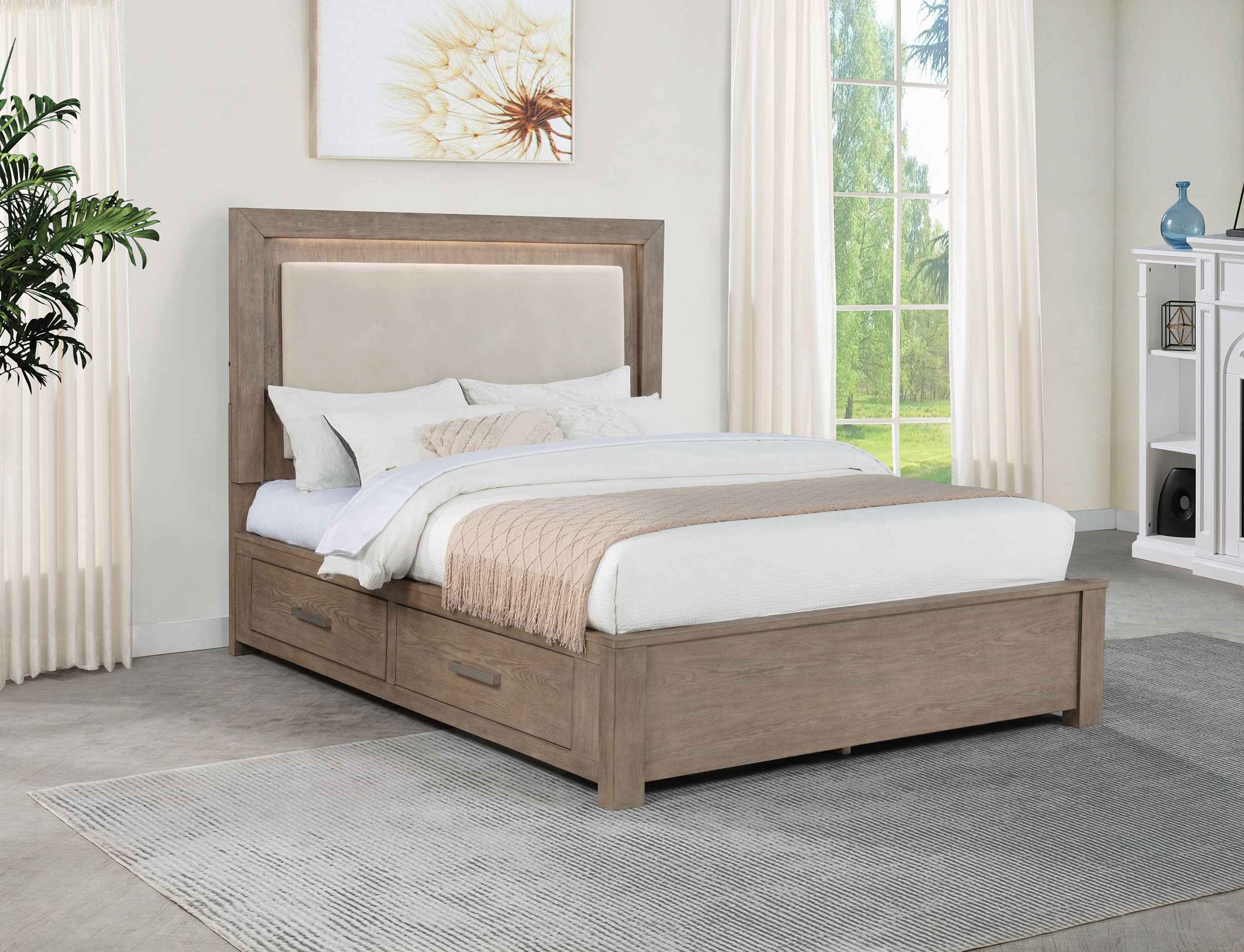Kenora Panel Platform Storage Bed with LED Lighting