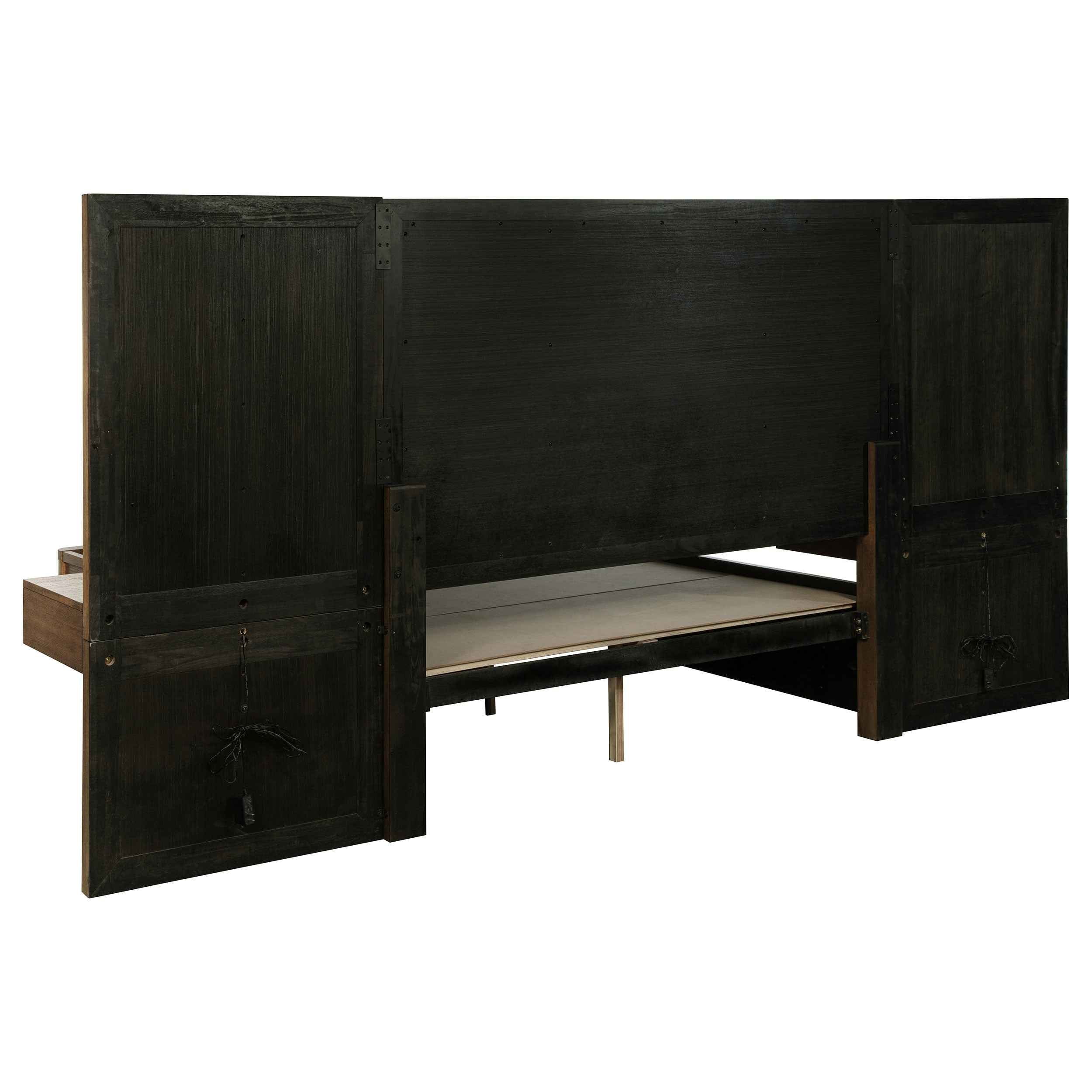 Terrace Wall Panel Platform Storage Bed with Attached Nightstands