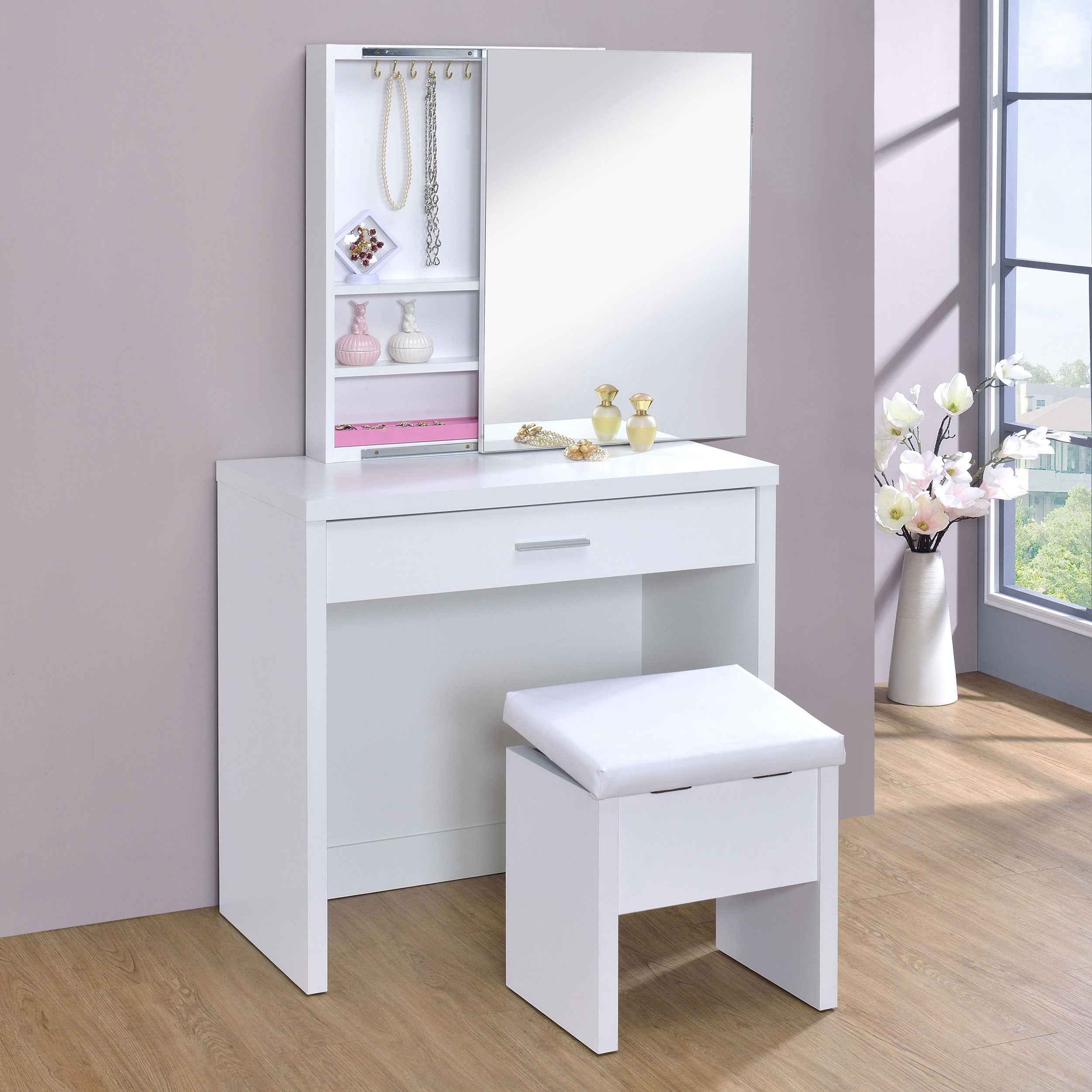 Harvey Makeup Vanity Table with Mirror and Stool