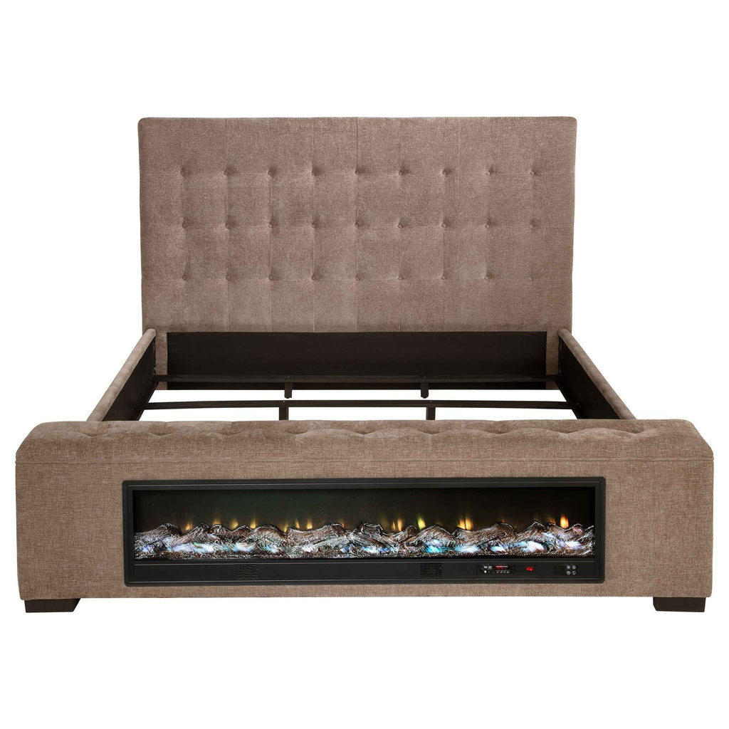 Senna Panel Bed with Bluetooth Speaker and Flame Visualizer