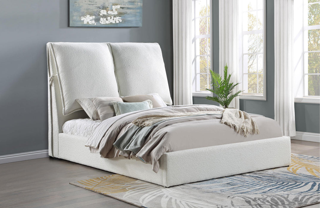Gwendoline Upholstered Platform Bed with Pillow Headboard White - VIP FURNITURE (NJ)