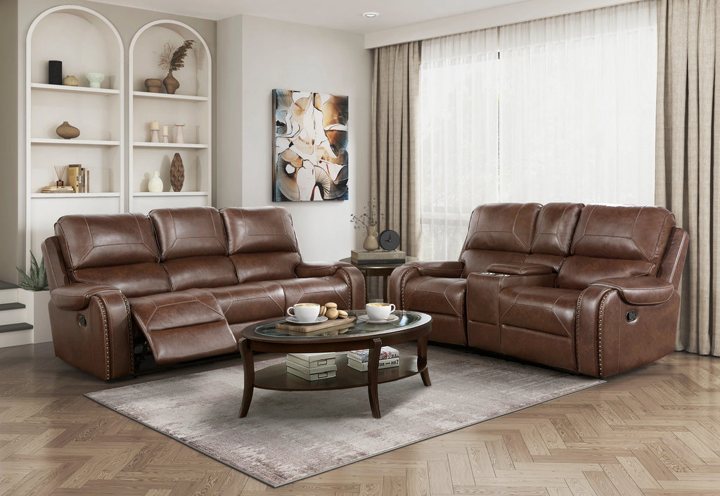 Newnan Double Glider Reclining Love Seat with Center Console, Receptacles and USB Ports