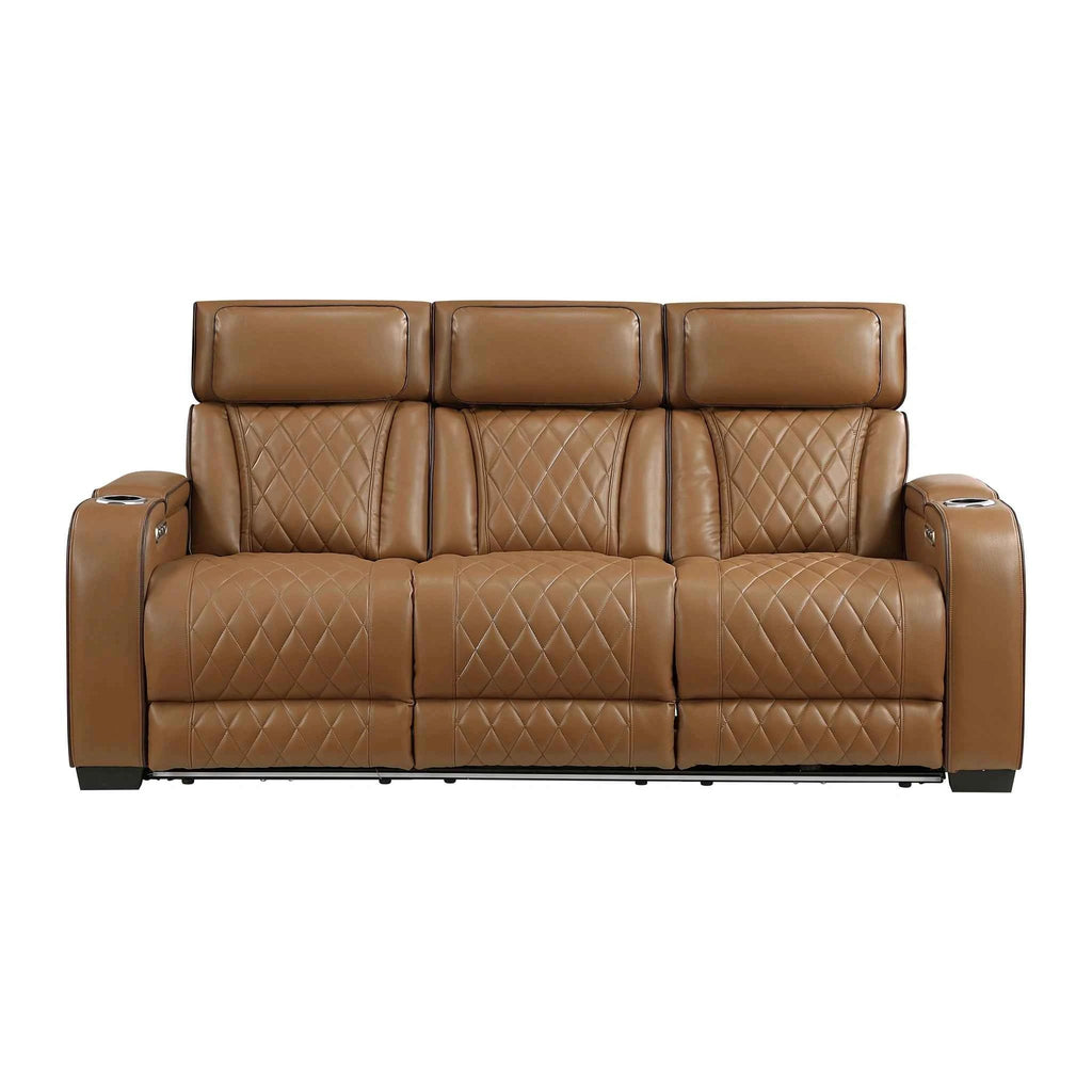 Fairway Power Double Reclining Sofa With Center Drop-Down Cup Holders