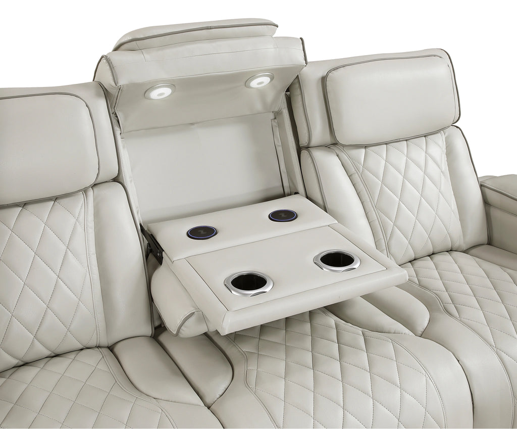Fairway Power Double Reclining Sofa With Center Drop-Down Cup Holders