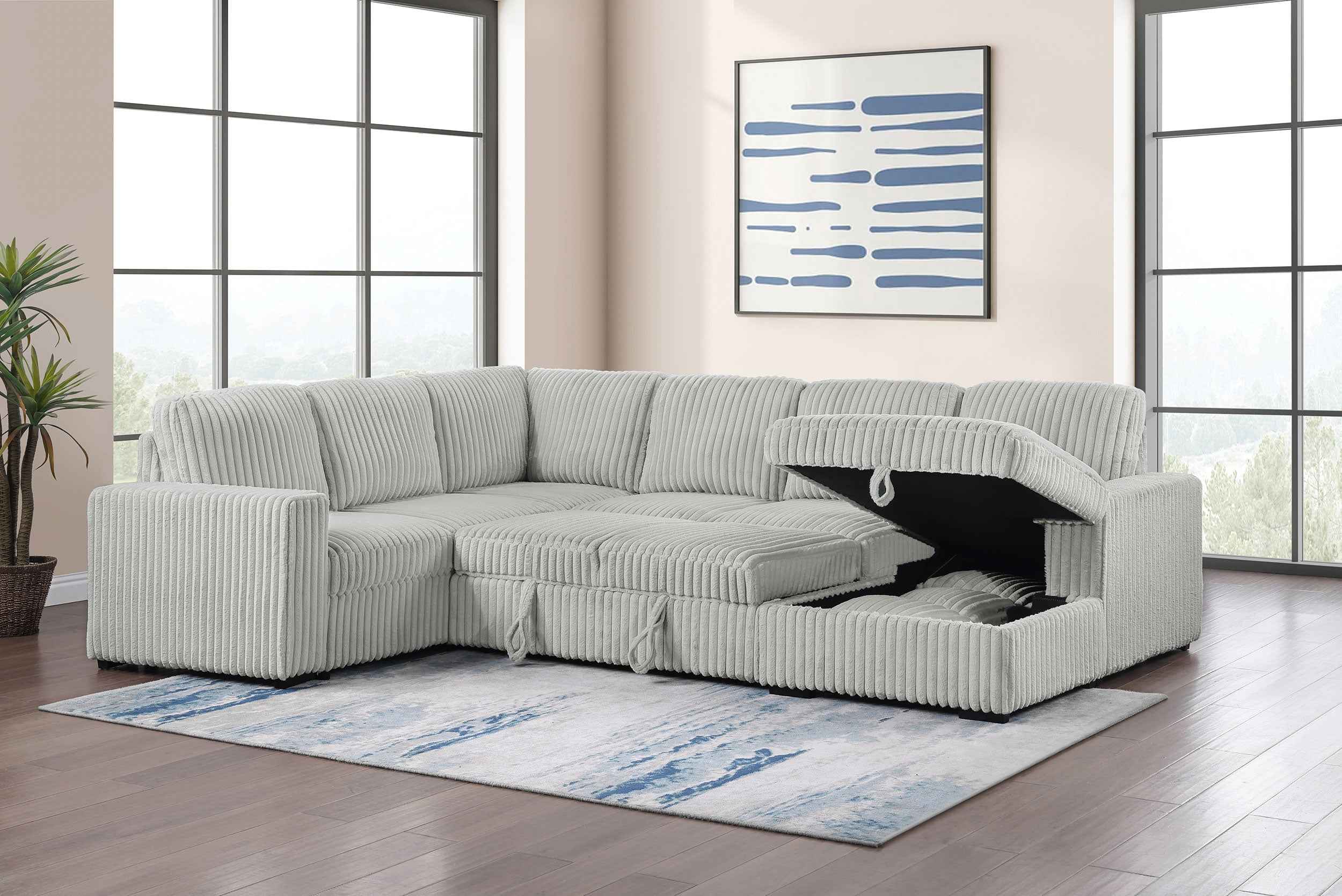 Devonshire Pull-Out Sleeper Sectional Sofa