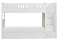 Galen Bunk Bed w/ Reversible Step Storage and Twin Trundle in White B2053SBW-1*R