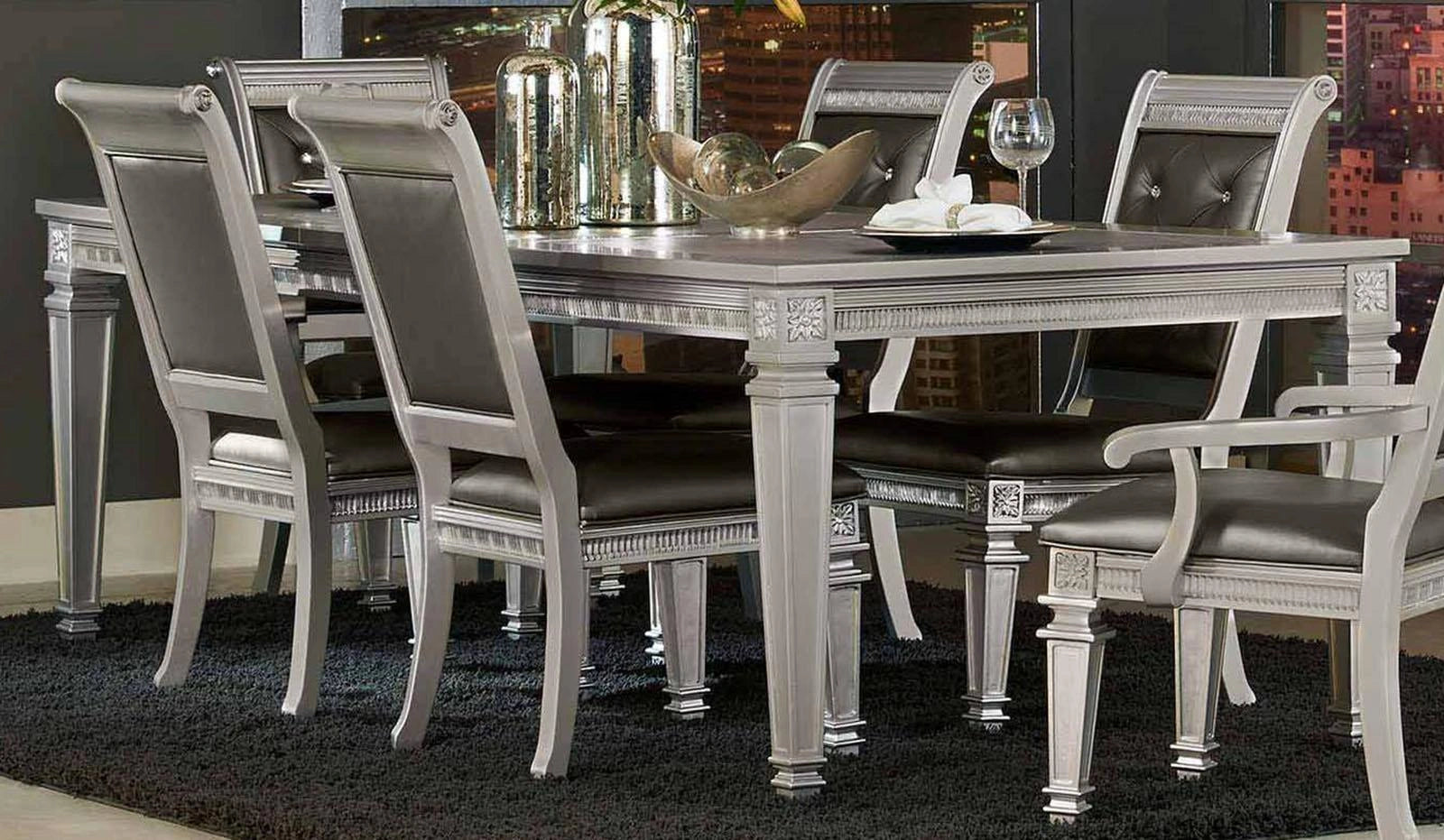 Bevelle Rectangular Dining Table in Silver 1958-96