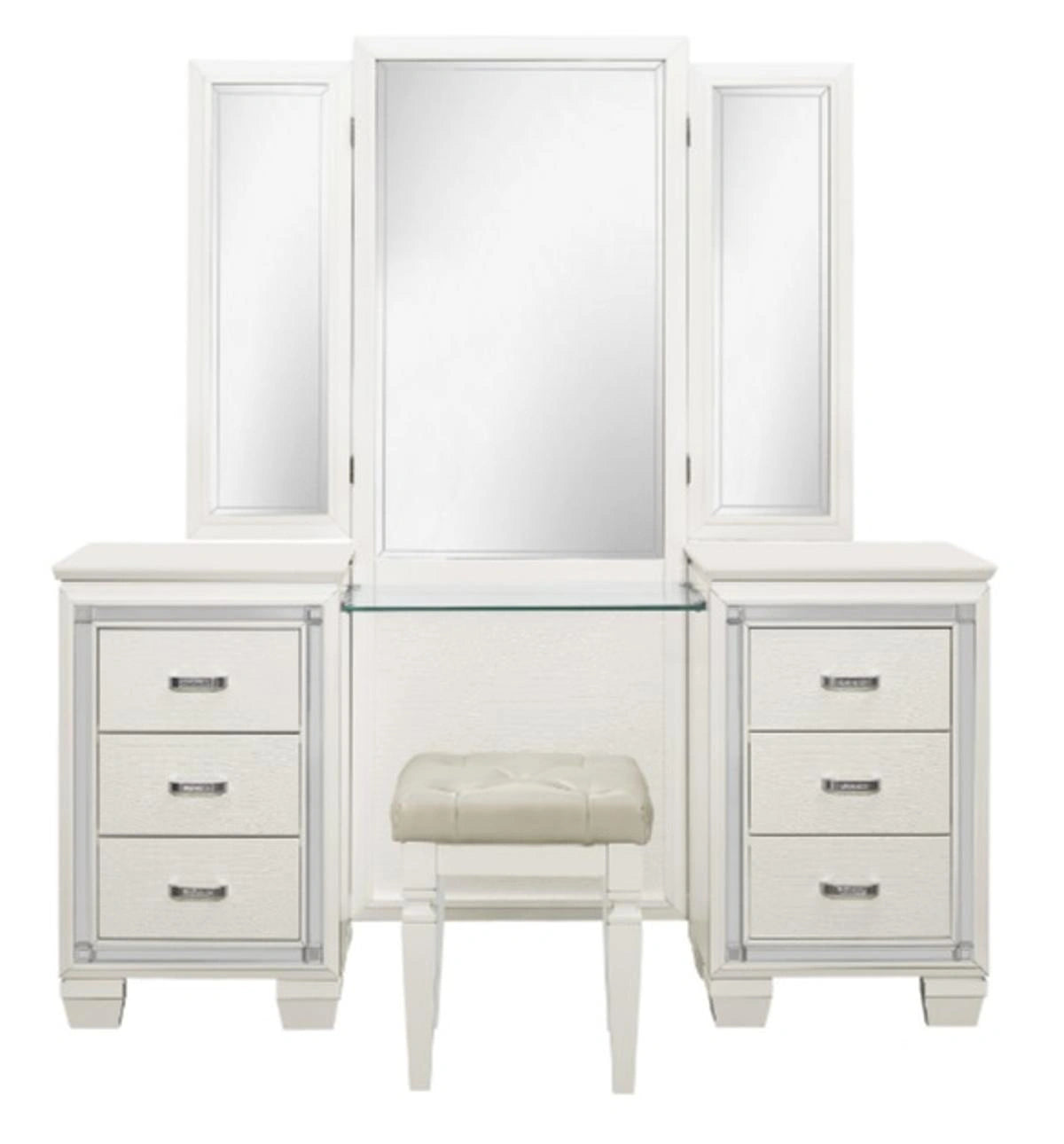 Allura Vanity Dresser with Mirror in White 1916W-15*