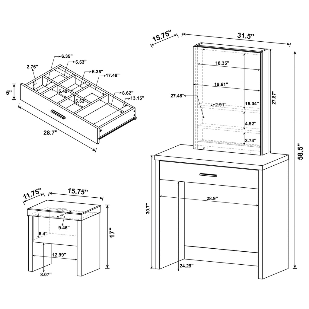 Harvey Makeup Vanity Table with Mirror and Stool