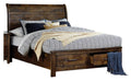 Jerrick Queen Sleigh Platform Bed with Footboard Storage in Burnished Brown 1957-1*