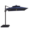 Xico 8 Ft Square Umbrella w/ Double Top w/ LED Light + 37" Large Base