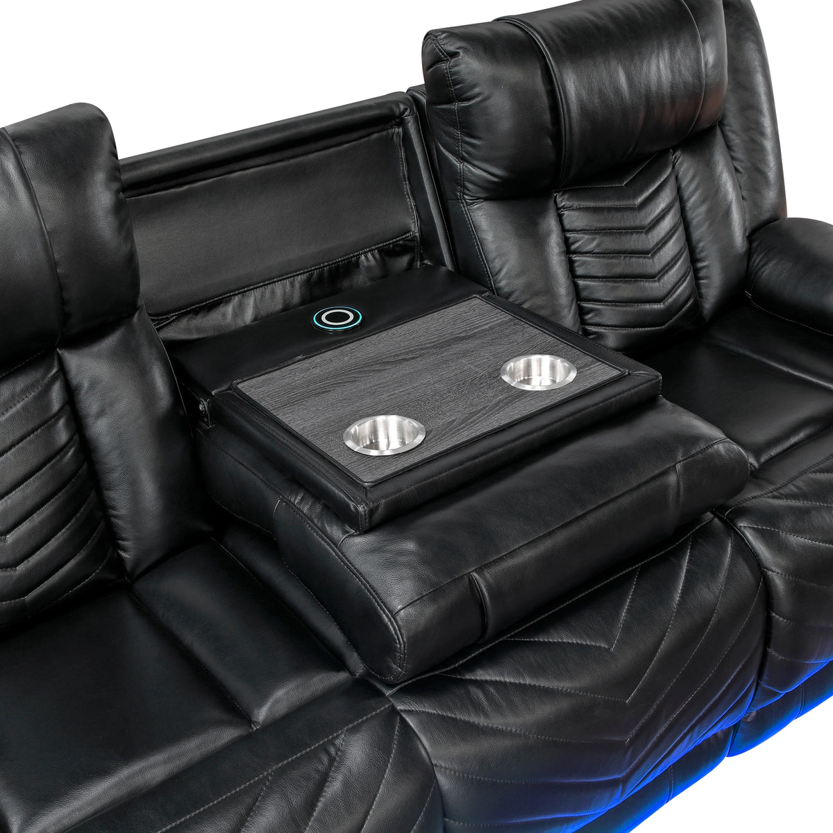 Huron Power Double Reclining Sofa With Center Drop-Down Cup Holders