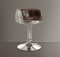 Brancaster Vintage Brown Top Grain Leather & Aluminum Adjustable Stool (1Pc)