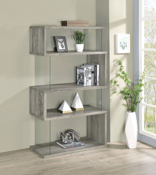 Emelle 4-shelf Bookcase with Glass Panels - VIP FURNITURE (NJ)