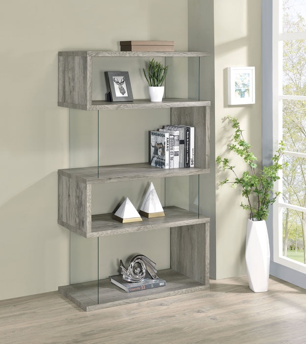 Emelle 4-shelf Bookcase with Glass Panels - VIP FURNITURE (NJ)