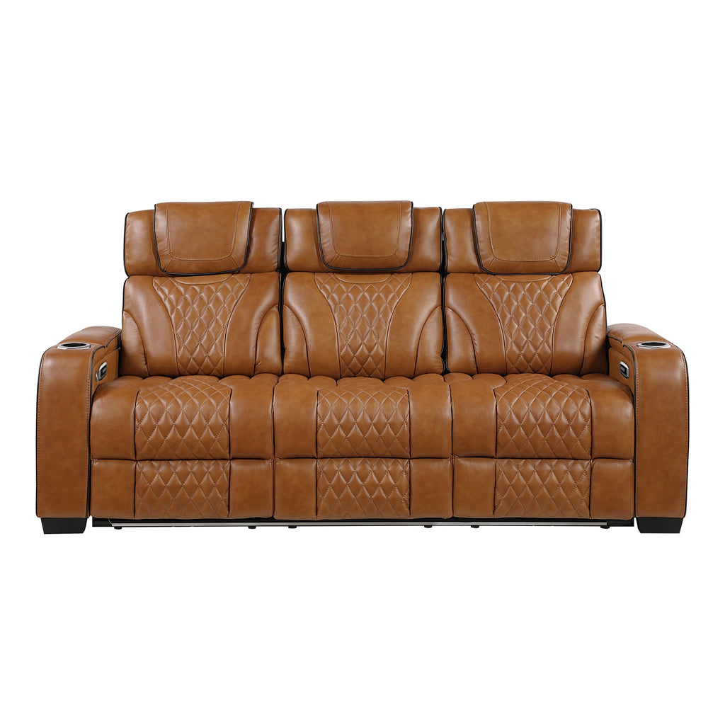 Apex Power Double Reclining Sofa With Center Drop-Down Cup Holders