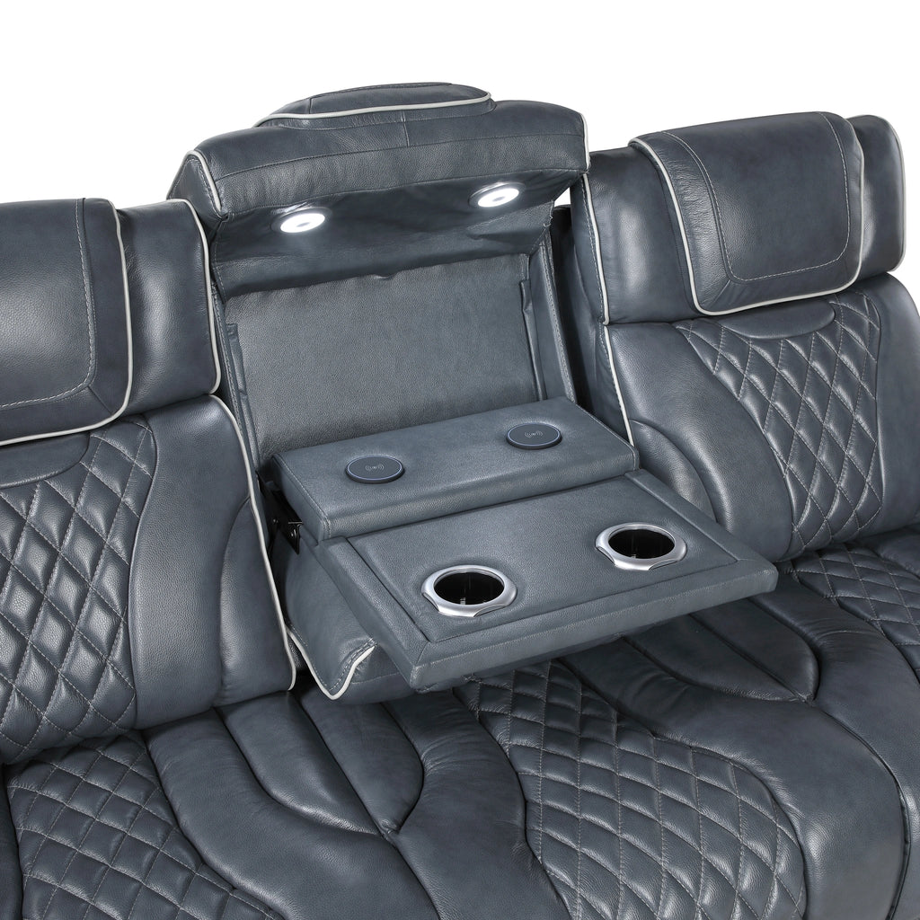 Apex Power Double Reclining Sofa With Center Drop-Down Cup Holders
