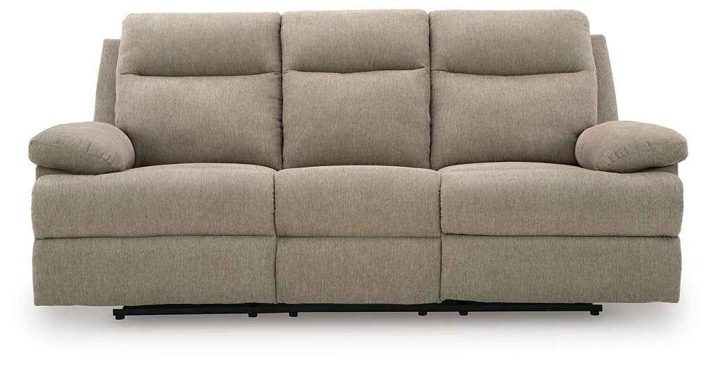Side-Swipe Reclining Sofa with Drop Down Table