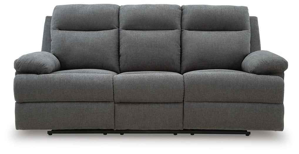 Side-Swipe Reclining Sofa with Drop Down Table
