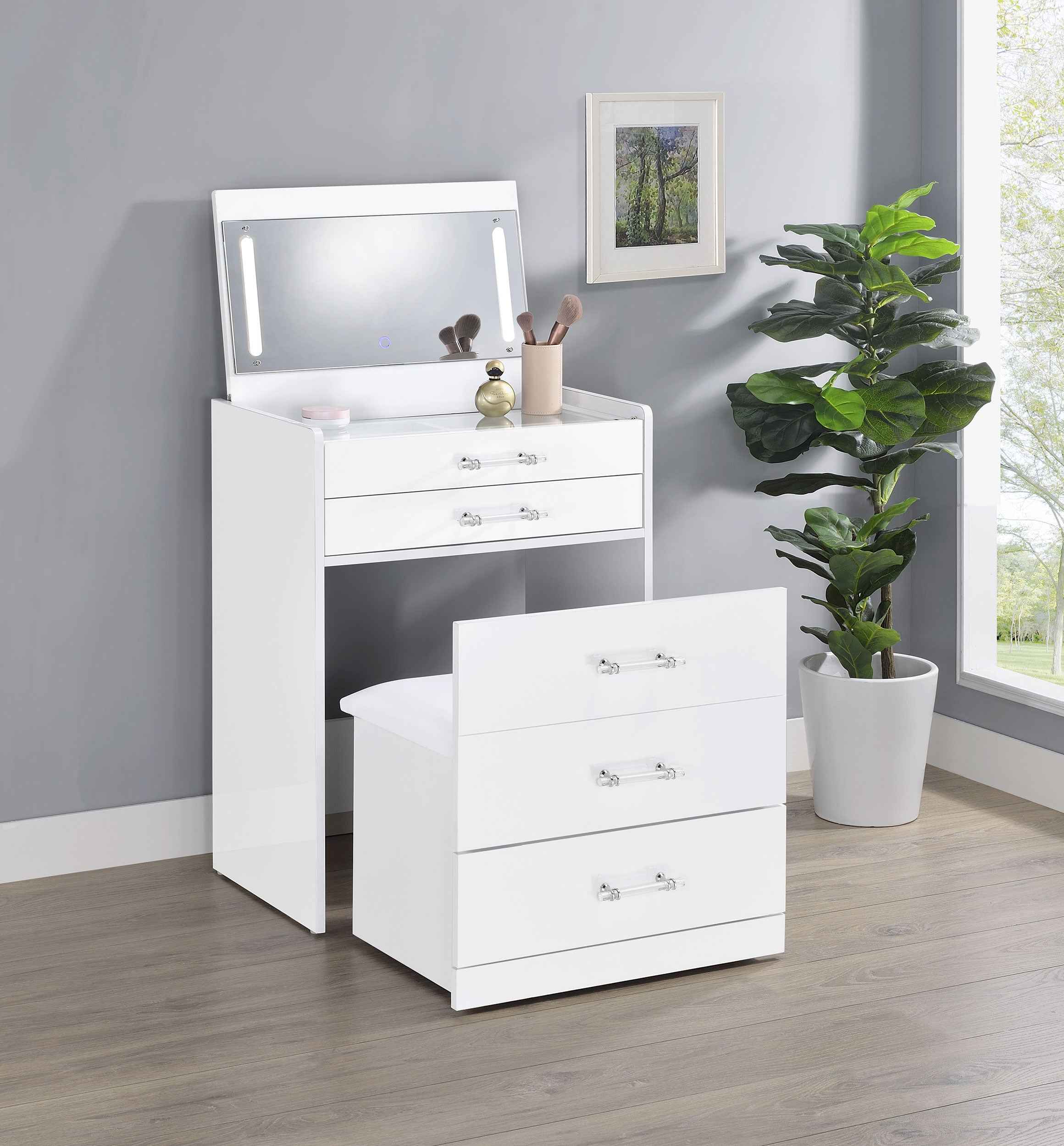 Danbury Makeup Vanity Table with LED Mirror and Stool