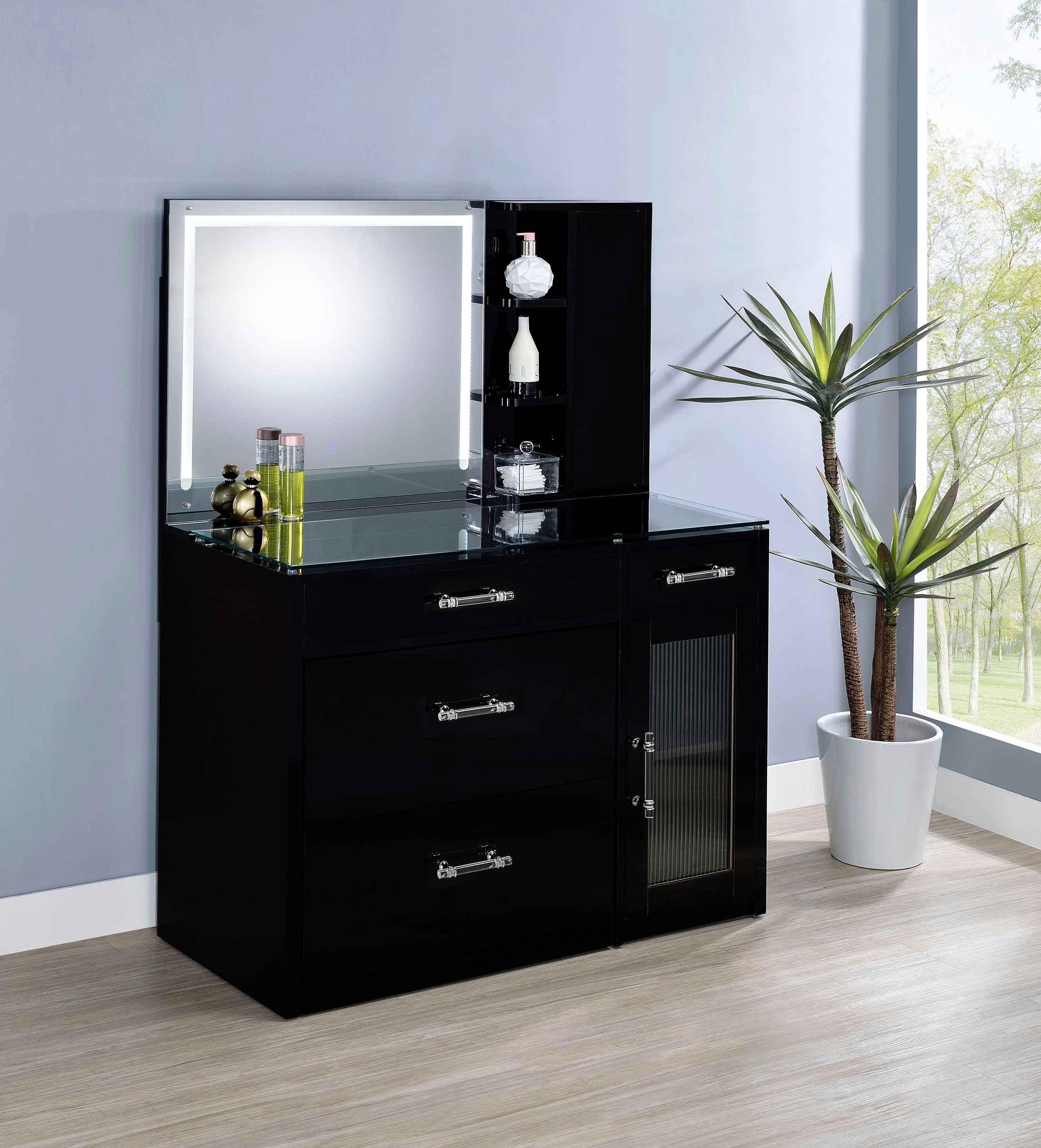 Flora Makeup Vanity Table with LED Mirror and Stool