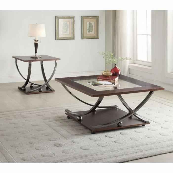 Isiah Black Nickel & Clear Glass Coffee Table