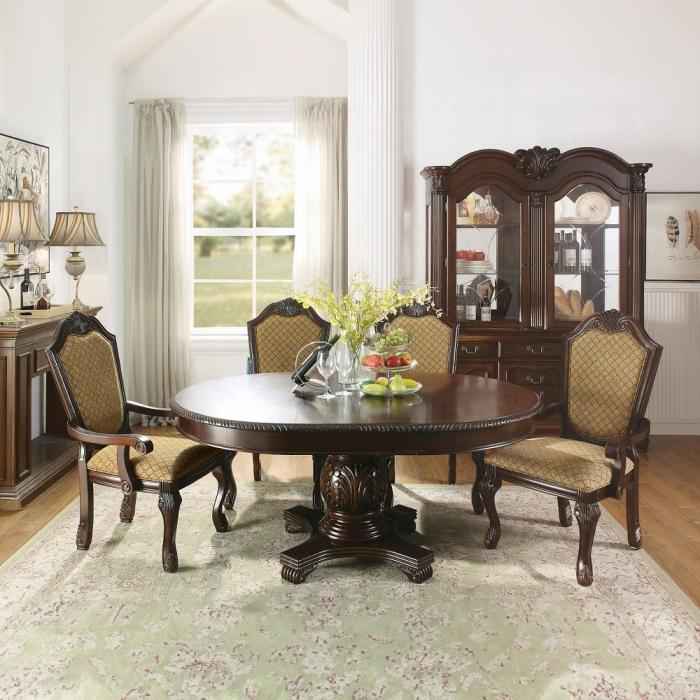 Chateau De Ville Fabric & Espresso Arm Chair