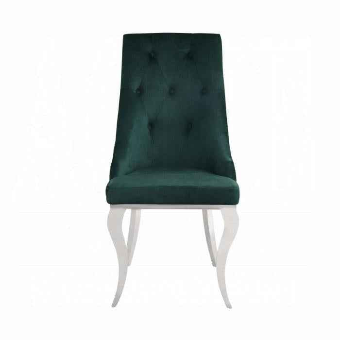 Dekel Green Fabric & Stainless Steel Side Chair