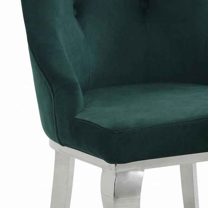 Dekel Green Fabric & Stainless Steel Side Chair