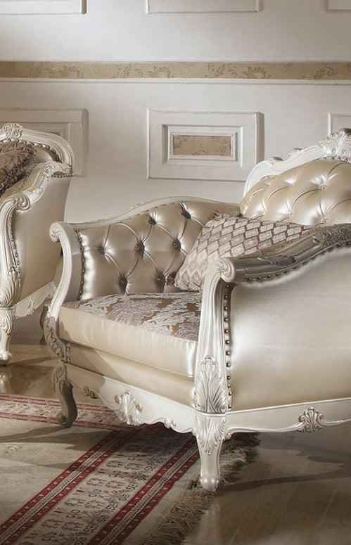 Acme Chantelle Living Room Chair w/Pillow in Pearl White 53542