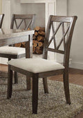 Acme Furniture Claudia Side Chair in Beige and Brown (Set of 2) 71717