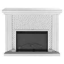 Acme Furniture Nysa Fireplace in Mirrored & Faux Crystals 90204