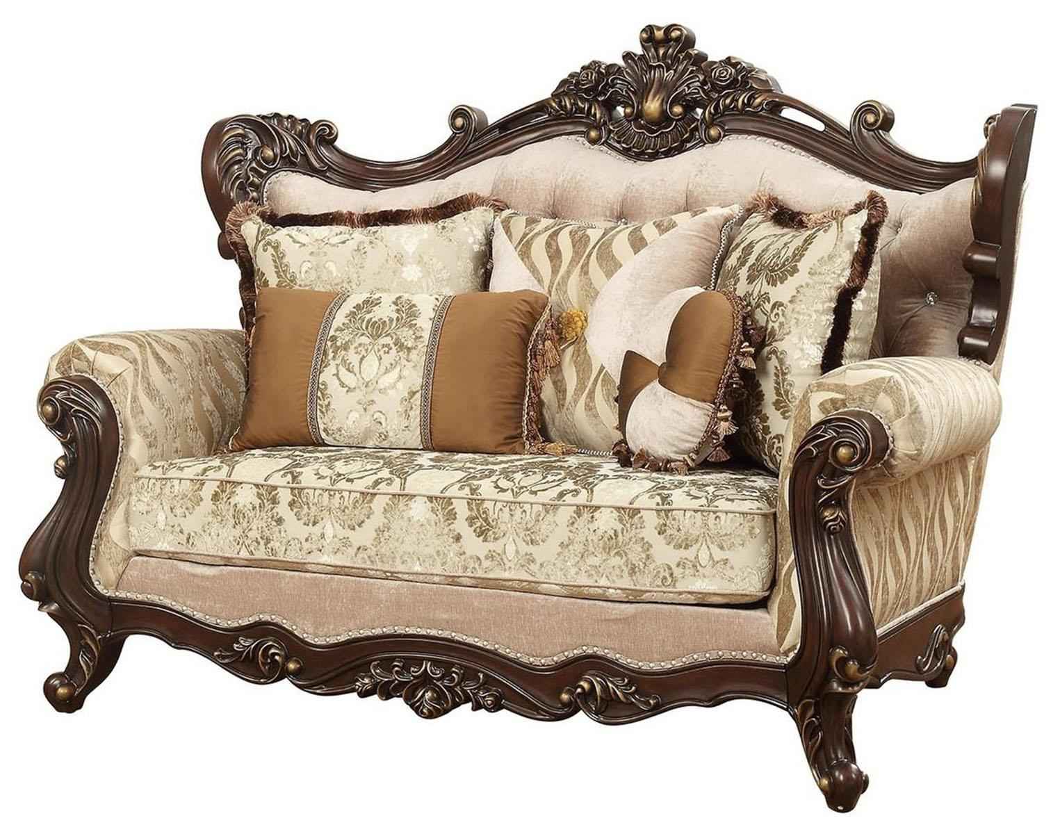 Acme Furniture Shalisa Loveseat with 5 Pillows in Walnut 51051